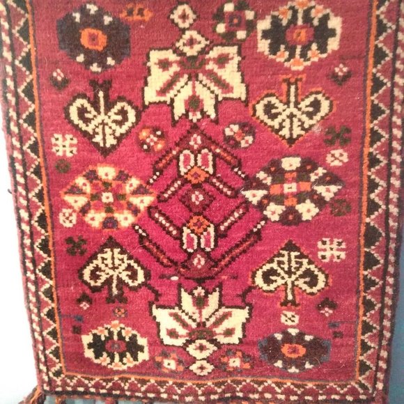 MCM Wool Tribal Tassel Afghan Carpet/Salt Bag Boho Hippie Tapestry Wall Decor - Picture 5 of 6